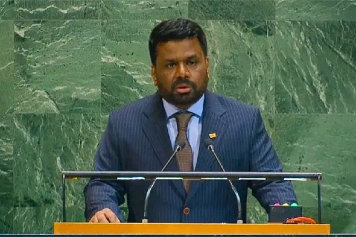 මතු පරපුරට සුරක්ෂිත ලෝකයක් බිහි කිරීමට හදවතට එකඟව ඇප කැප වෙමු -- ජනාධිපති අනුර කුමාර දිසානායක එක්සත් ජාතීන්ගේ මහා මණ්ඩලයේ 80 වන සැසිවාරය අමතමින් ලෝක නායකයන්ට ඇරයුම් කරයි