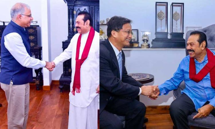  ඉන්දියානු සහ චීන තානාපතිවරුන් හදිසියේ මහින්ද සහ නාමල් හමුවෙති